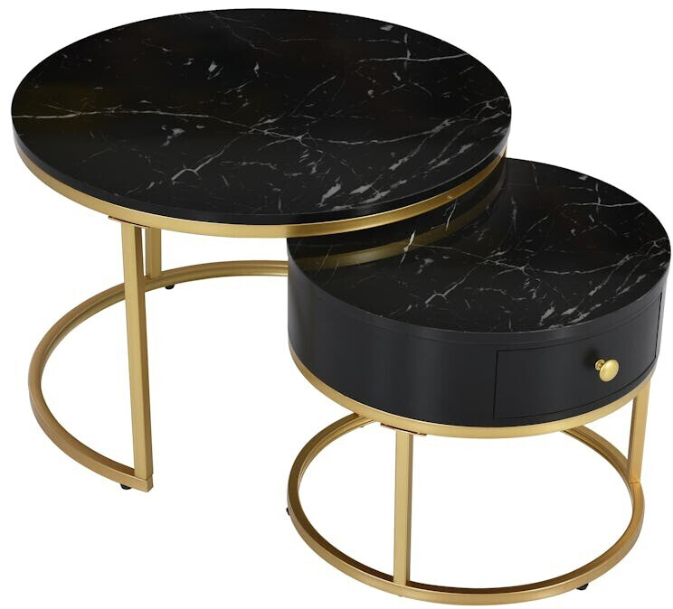 Merax 3-piece coffee table set Ø 70/50x48x43,5 cm black