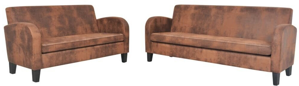 vidaXL Sofa set 2 pieces. Artificial leather in suede look brown (275226)