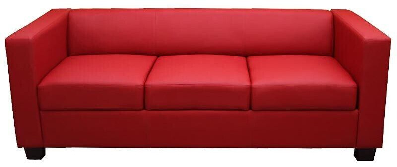 Mendler 3 seater sofa couch lounge sofa Lille faux leather red - red synthetic (14212+14250+14251)