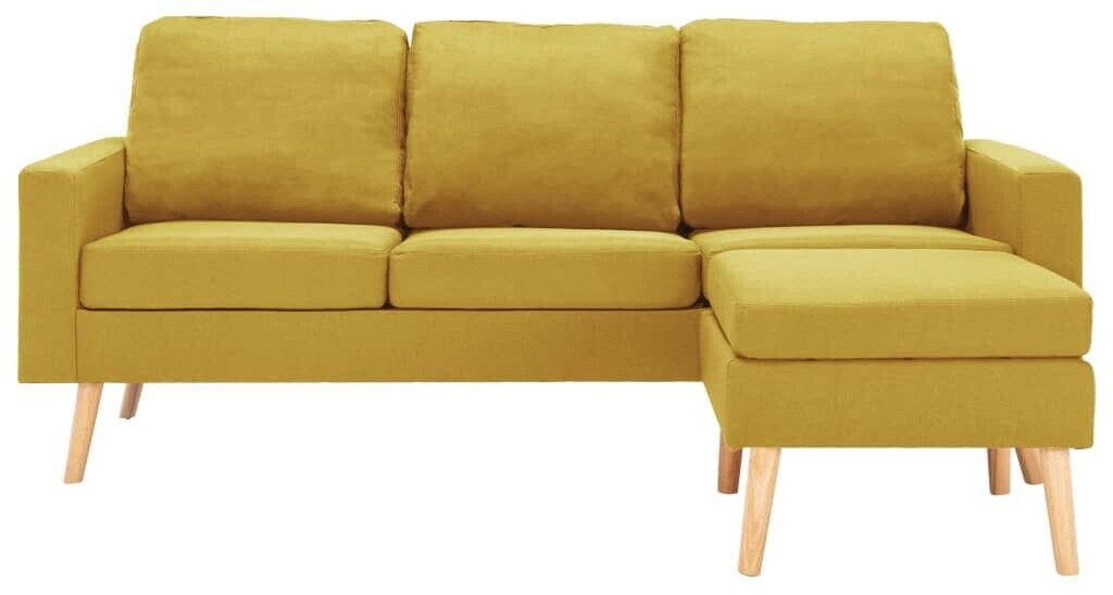 vidaXL 3-seater sofa with stool yellow fabric (288729)