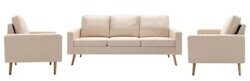 vidaXL 3 pcs. Sofa set fabric cream (3056647)