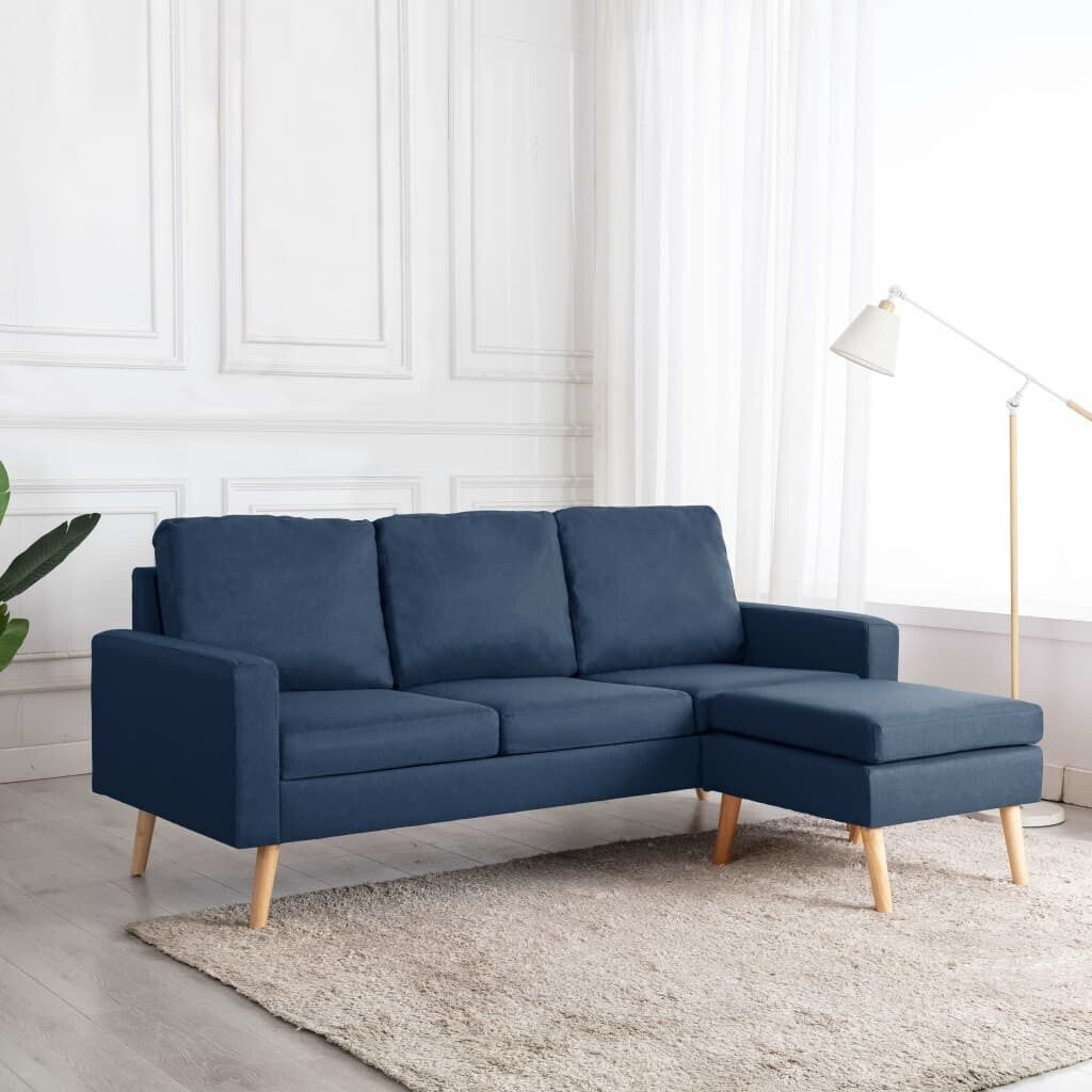 vidaXL 3-seater sofa with stool blue fabric (288727)
