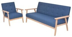 vidaXL Sofa set 2 pieces Fabric Blue (274913)