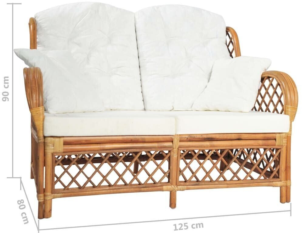vidaXL 2-seater light brown rattan (325474)