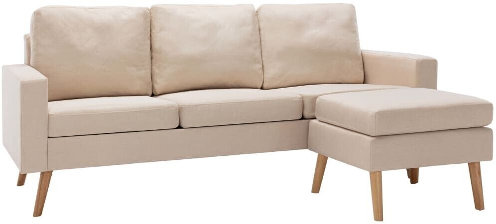vidaXL 3-seater sofa with stool cream fabric (288726)