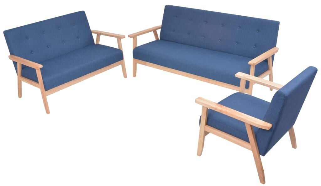 vidaXL Sofa set 3 pieces Fabric Blue (274915)
