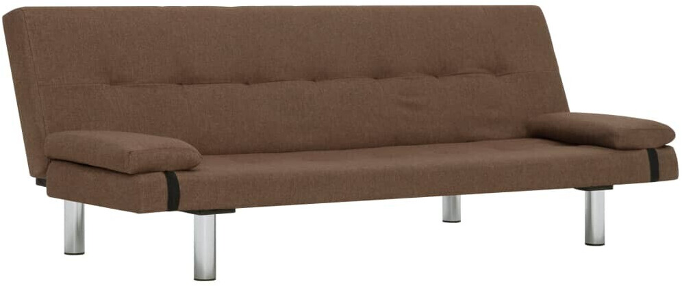 vidaXL Sofa bed with two pillows brown polyester (282186)