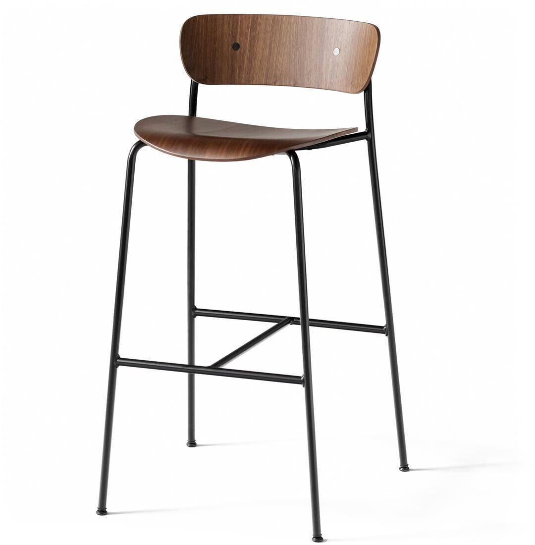 &Tradition Pavilion bar stool AV9, H 95 cm black / walnut lacquered