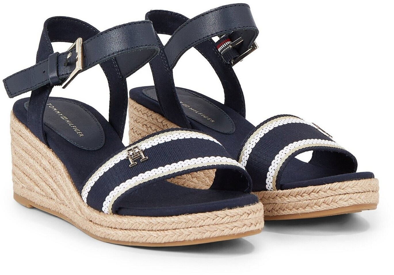 Tommy Hilfiger WEBBING WEDGE SANDAL wedge sandal with adjustable buckle blue