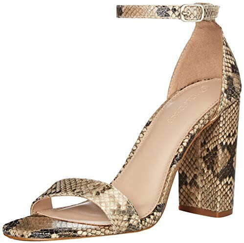 The Drop Rebecca Heeled Sandal with High Block Heel Natural