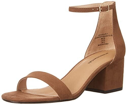 Amazon Essentials Women's sandal with heel and two straps brown