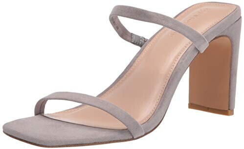 The Drop Avery Square Toe Two Strap High Heeled Sandals grey