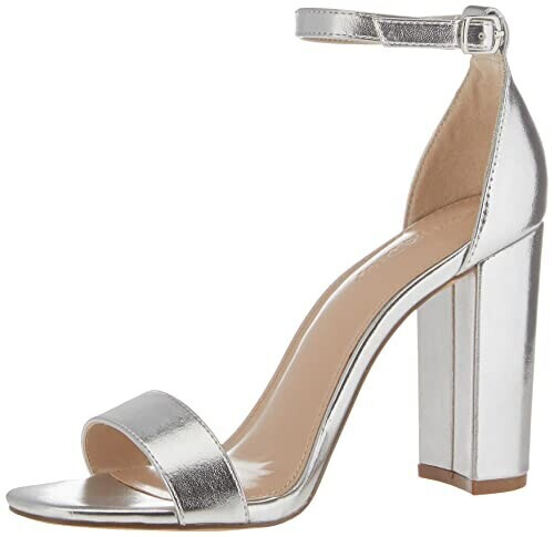 The Drop Rebecca Strappy Sandals with High Block Heel silver