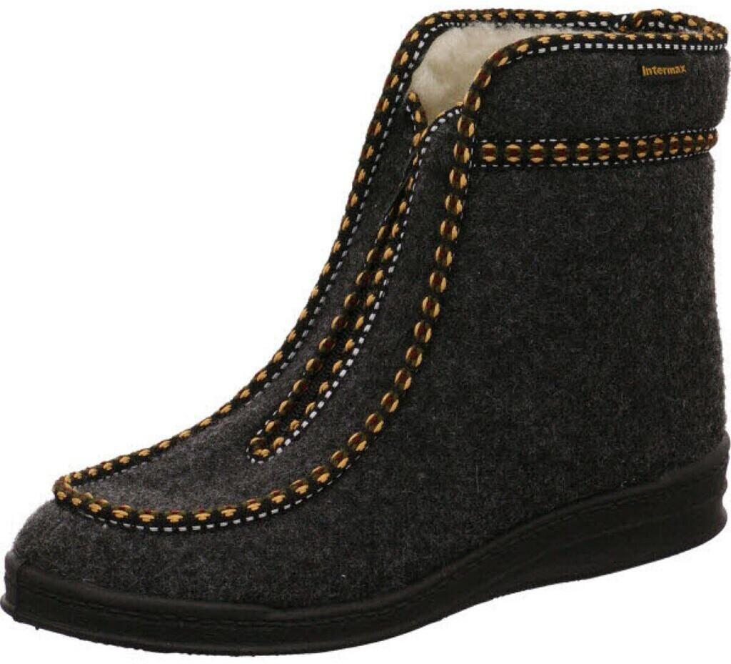 Intermax Comfortable house shoe with zipper lined with wool felt anthracite 41EU