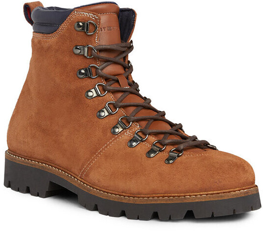 Tommy Hilfiger Lace-up W Mix Suede Hooks FM0FM04764 brown