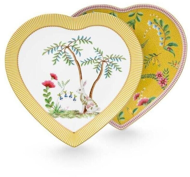 PiP Studio La Majorelle heart plates in a set of 2 yellow 2 plates Ø 21.5 cm