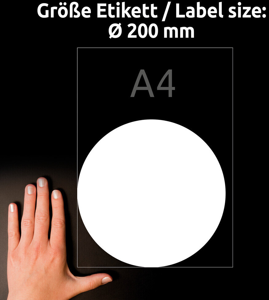 AVERY Zweckform L9003-10 Hinterglas Etiketten (10 innenklebende Scheibenaufkleber rund, Schaufenster, Glastüren, Eingang/Ausgang, Drücken/Ziehen, Öffnungszeiten, beidseitig bedruckbar) 10 Blatt, weiß