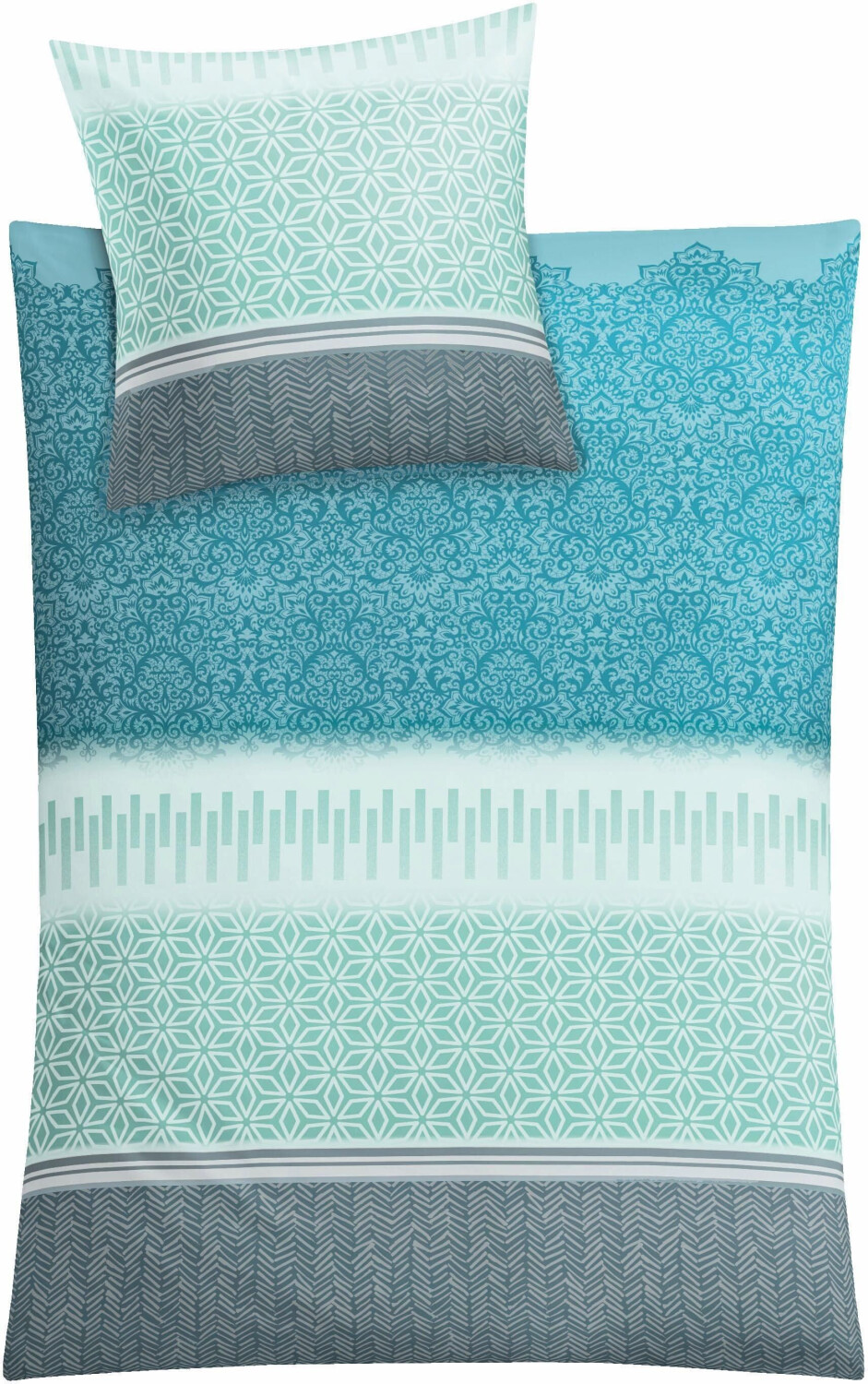 Kleine Wolke Kleine Wolke Mako satin bed linen Estrella green 135x200 cm (80x80 cm)