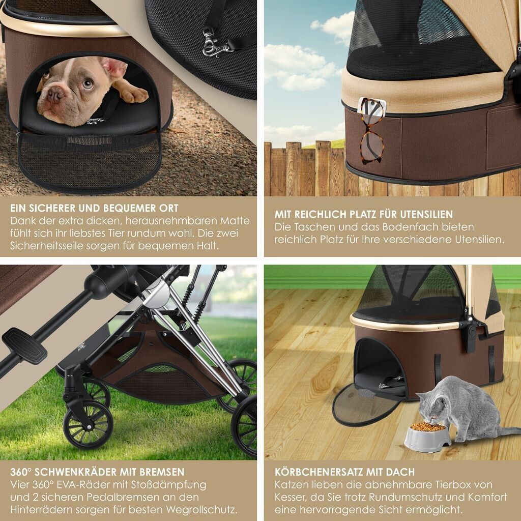 Lovpet Poussette pour chien Brown/Champagne Lovpet Poussette pour chien Brown/Champagne