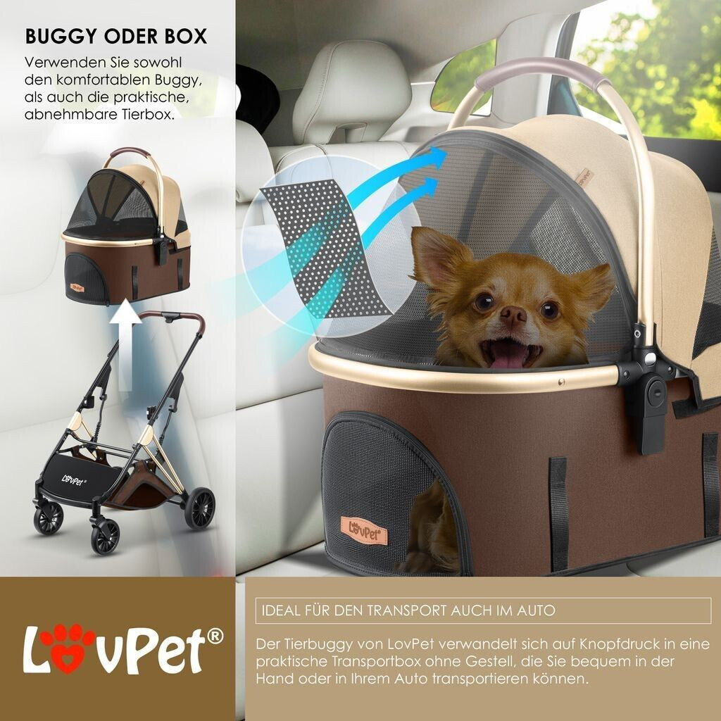 Lovpet Poussette pour chien Brown/Champagne Lovpet Poussette pour chien Brown/Champagne