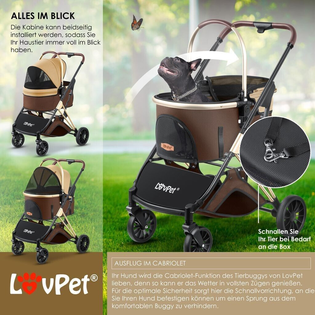 Lovpet Poussette pour chien Brown/Champagne Lovpet Poussette pour chien Brown/Champagne