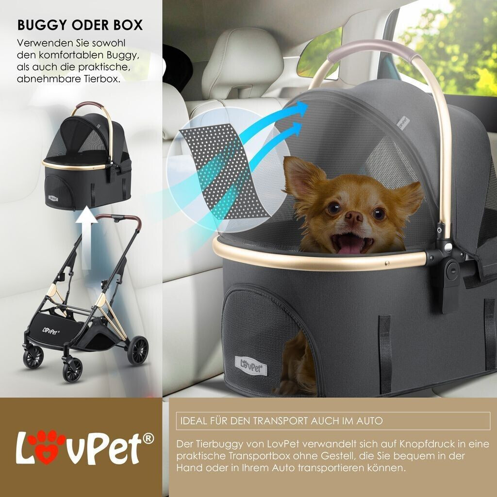 Lovpet Poussette pour chien Black/Champagne Lovpet Poussette pour chien Black/Champagne