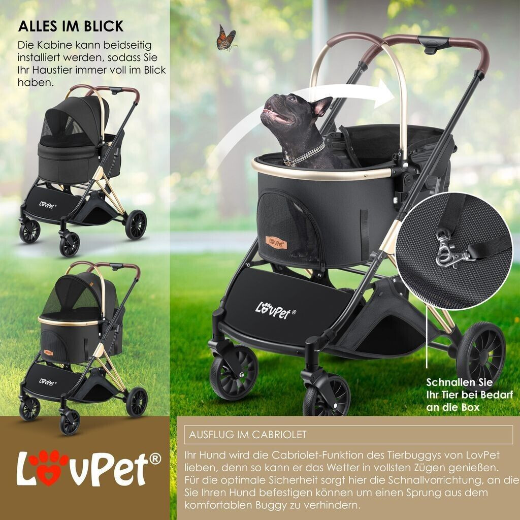 Lovpet Poussette pour chien Black/Champagne Lovpet Poussette pour chien Black/Champagne