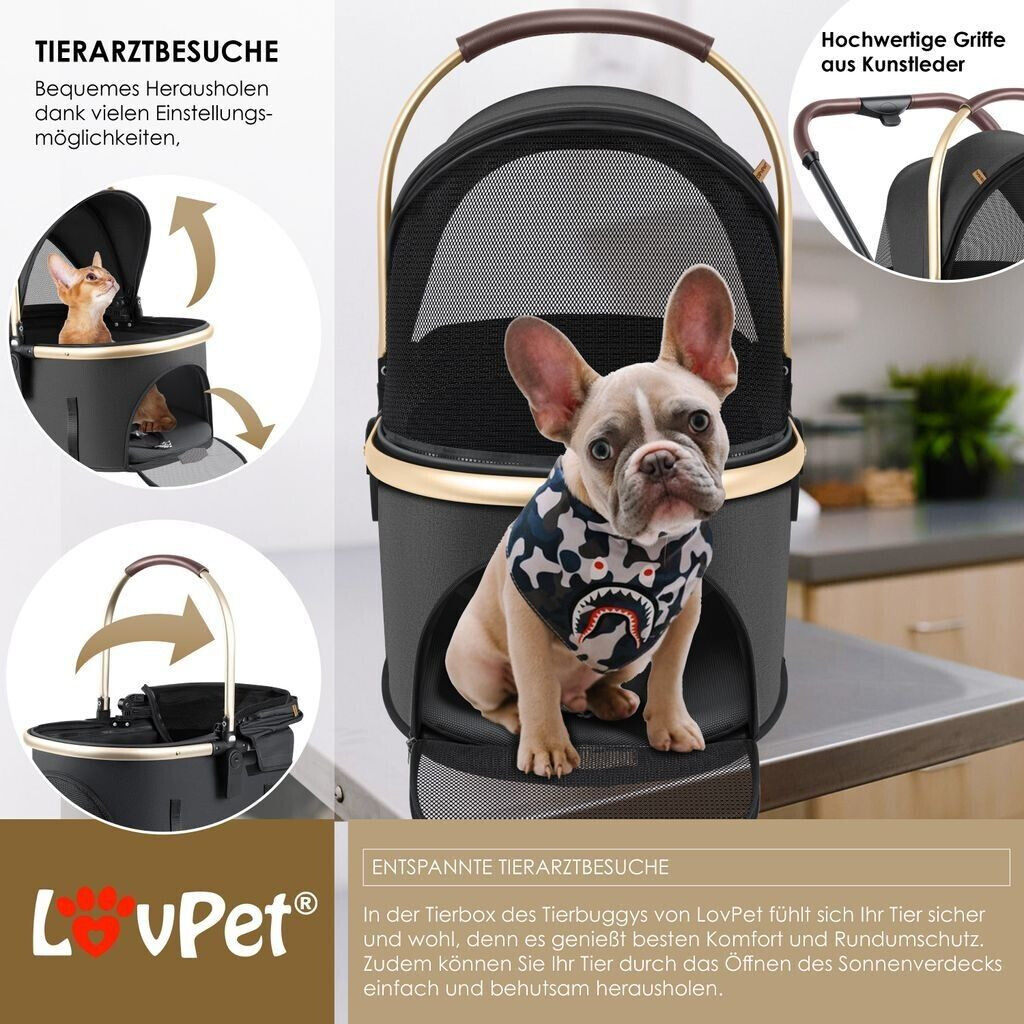 Lovpet Poussette pour chien Black/Champagne Lovpet Poussette pour chien Black/Champagne