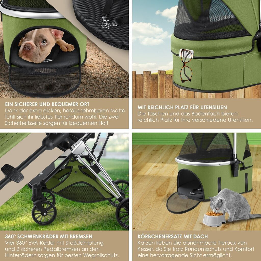 Lovpet Poussette pour chien Khaki/Silver Lovpet Poussette pour chien Khaki/Silver