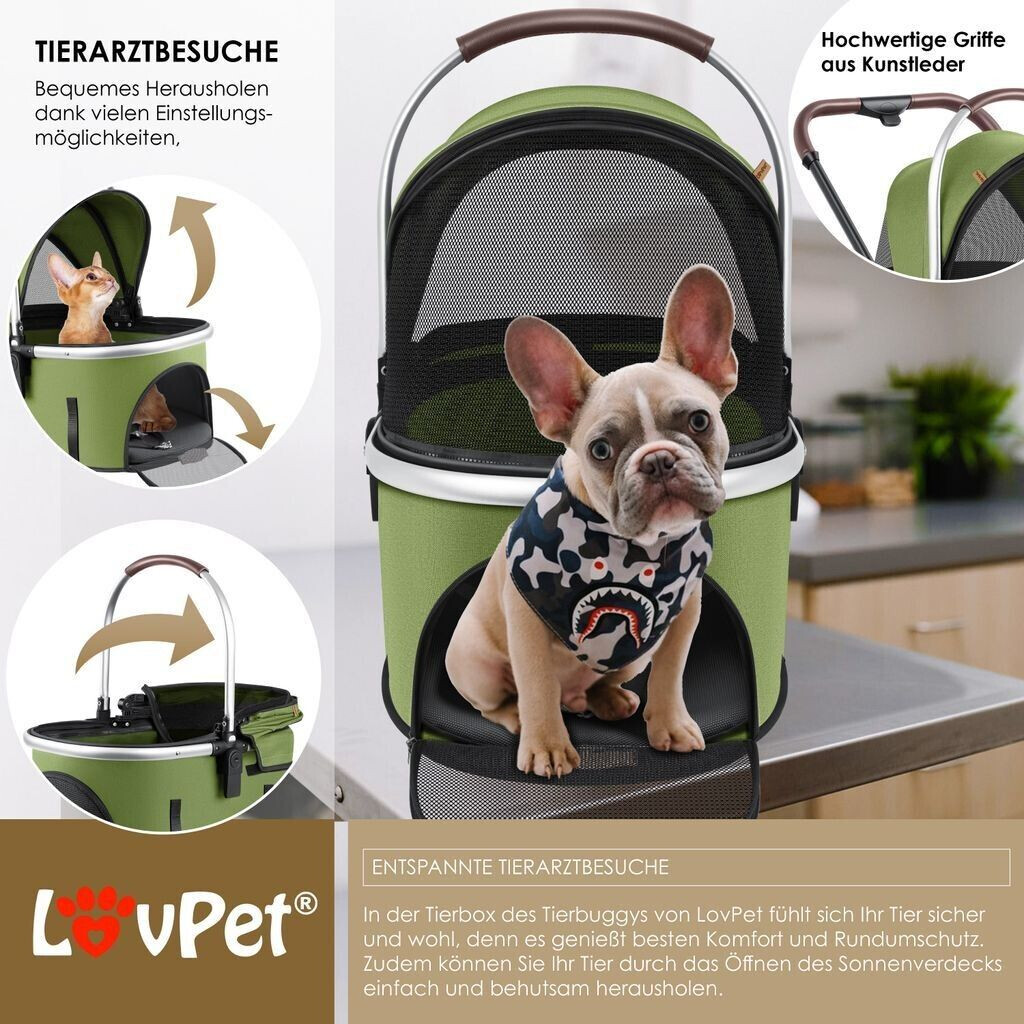 Lovpet Poussette pour chien Khaki/Silver Lovpet Poussette pour chien Khaki/Silver