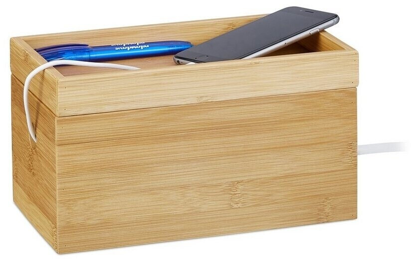 Relaxdays Cable box bamboo 25.5x14.14cm