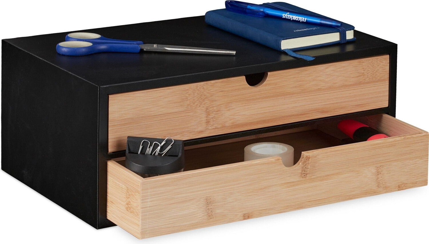 Relaxdays Drawer box 14x33x21cm black/natural