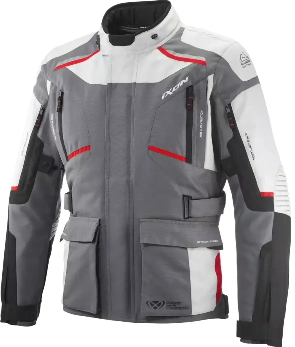 IXON Blouson Midgard gris/blanc/rouge
