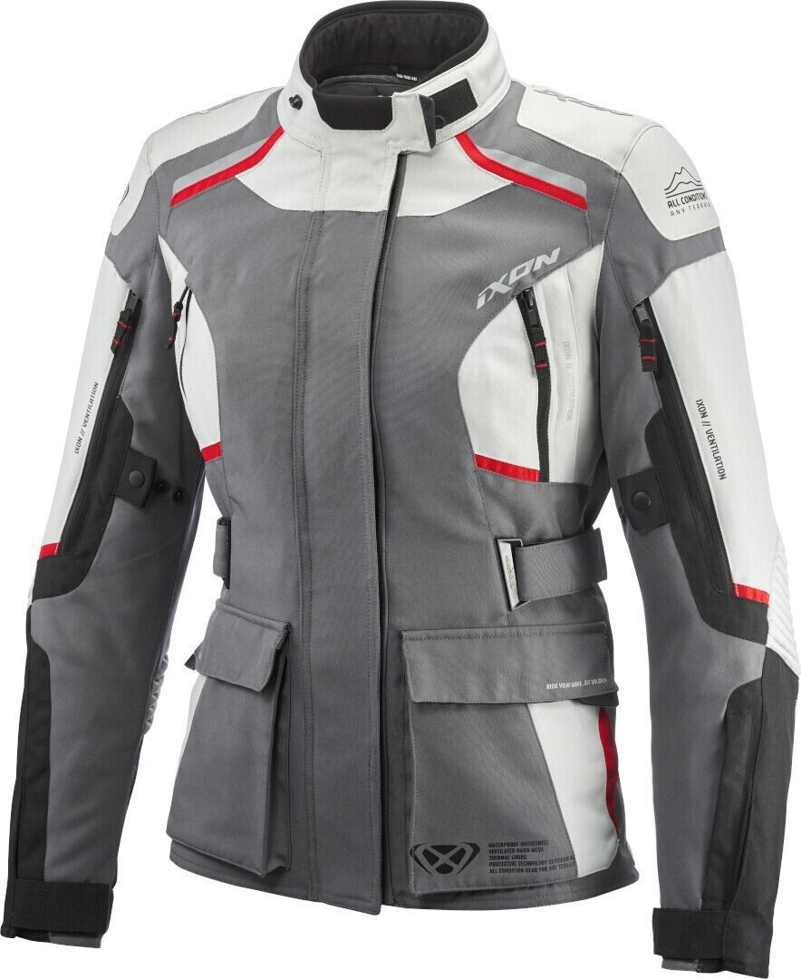 IXON Blouson Midgard Lady gris/blanc/rouge