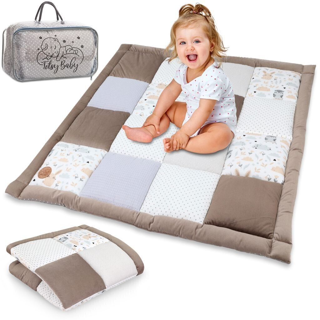 Totsy Baby Baby play mat PATCHWORK 120x120cm velvet/waffle pique owls