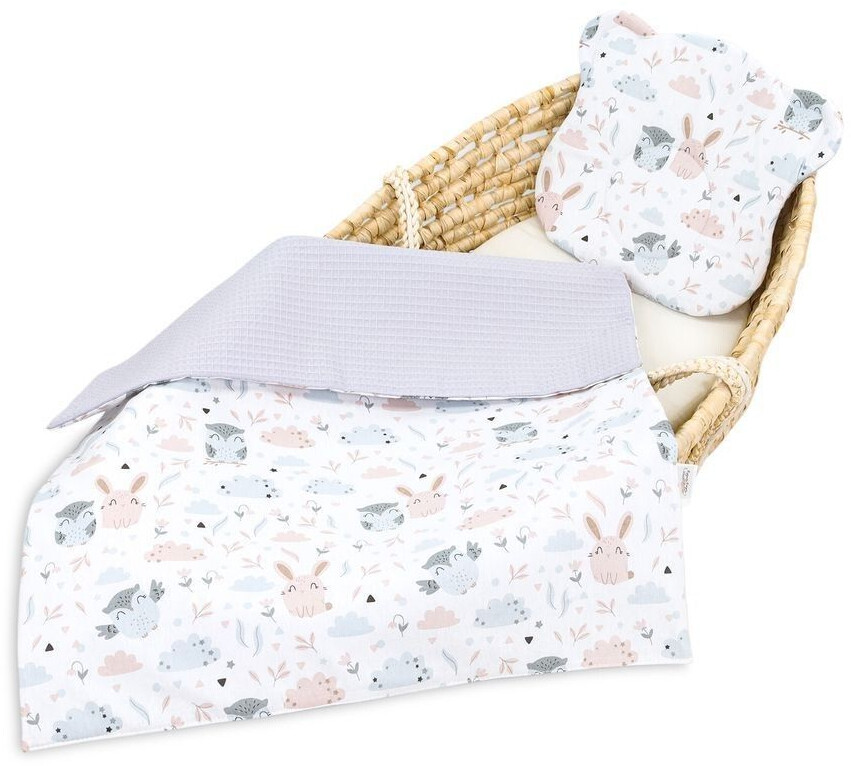 Totsy Baby Baby blanket waffle pique 75x60cm with cushion owls/rabbits