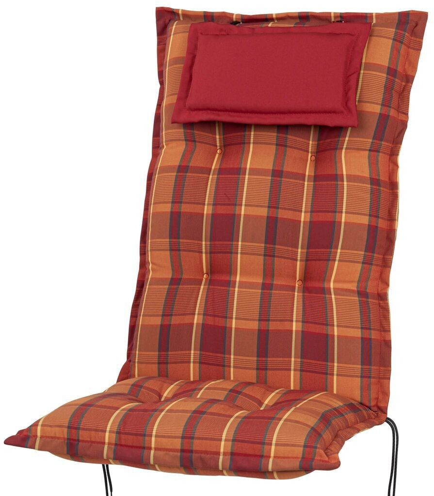 Kettler Auflage Hochlehner Rom 123x50x9cm KETTtex orangerot kariert ab