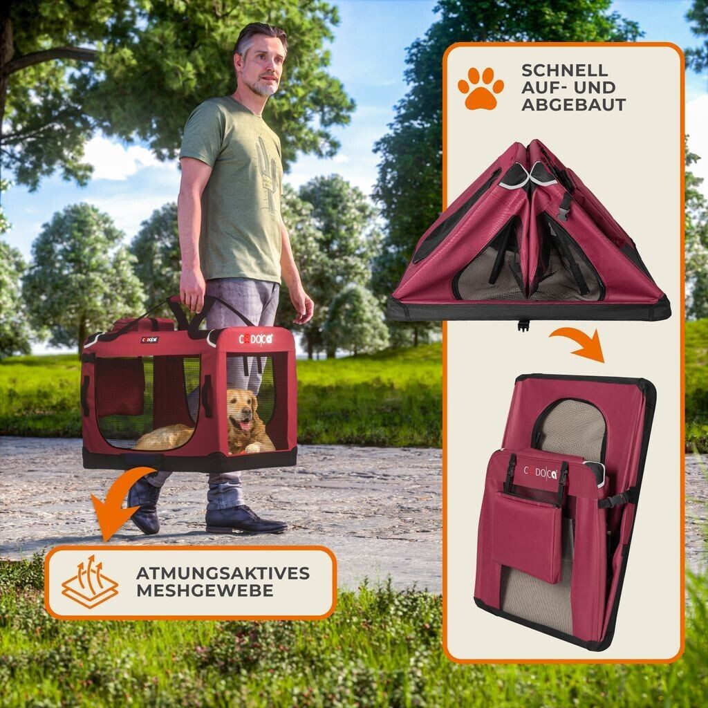 Cadoca Caisse de transport pour chien S Dark Red