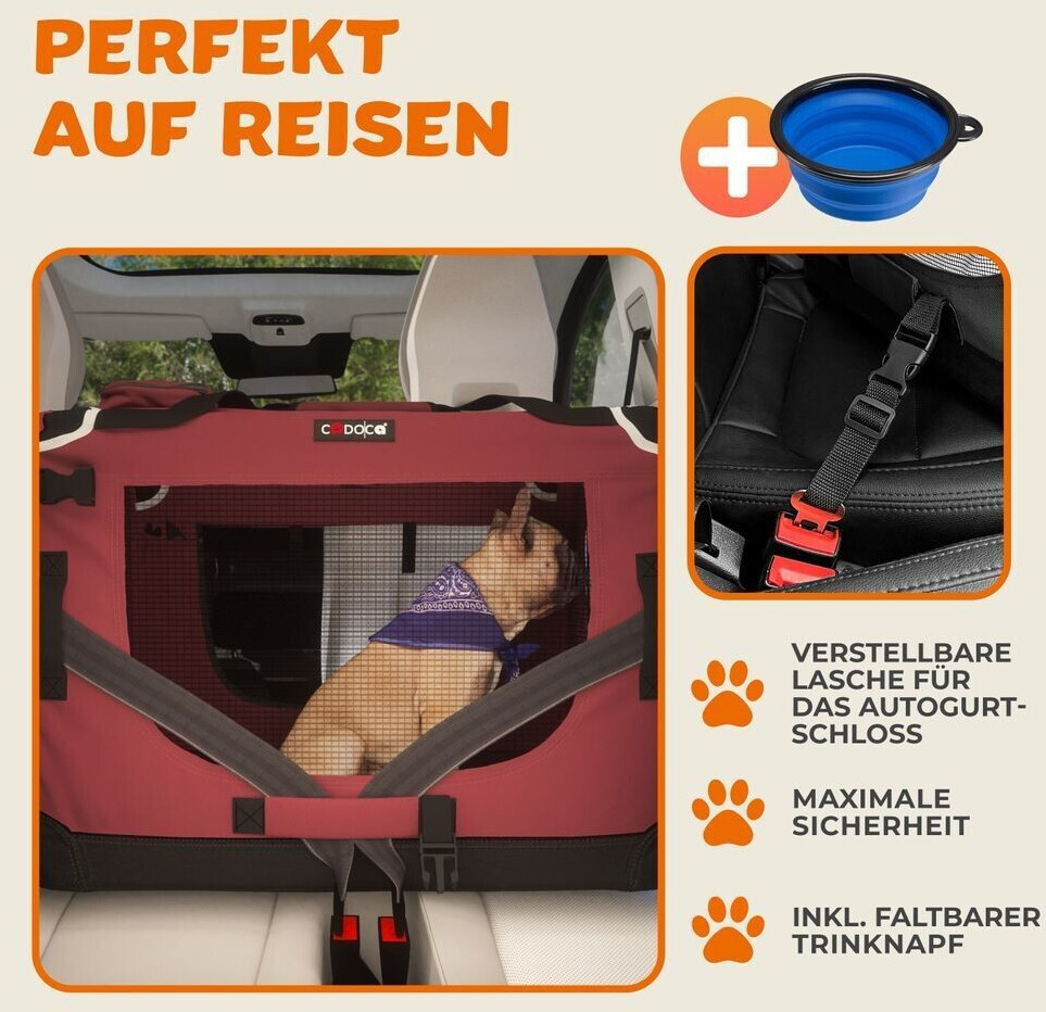 Cadoca Caisse de transport pour chien S Dark Red