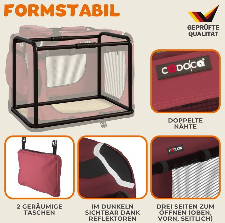 Cadoca Caisse de transport pour chien S Dark Red