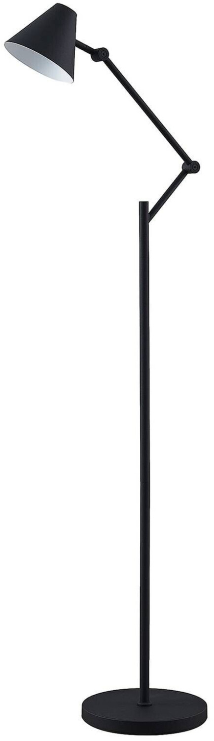 Lucande Phina floor lamp in black, height-adjustable.