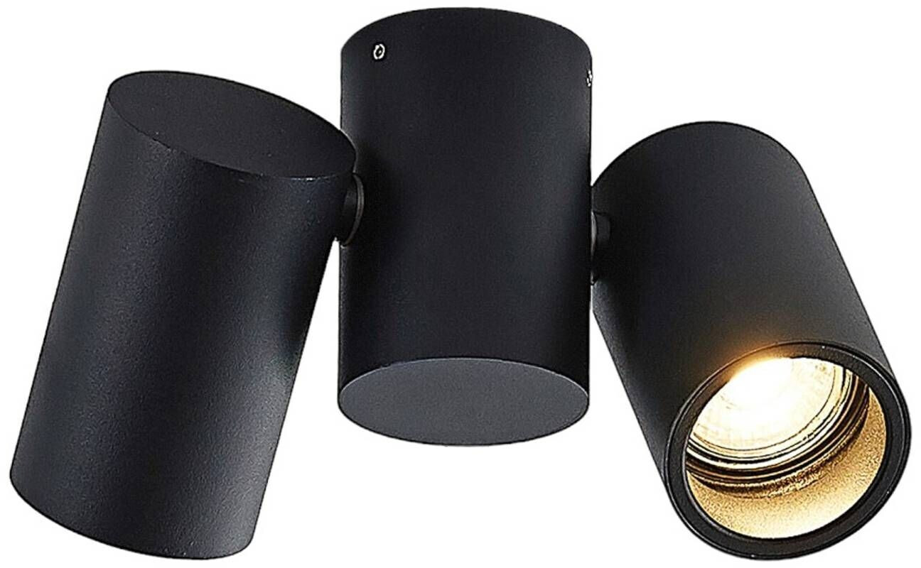 Arcchio Gesina ceiling lamp, two-bulb, black