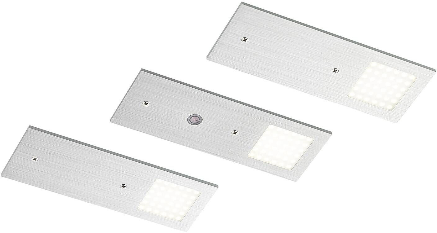 Arcchio Nortra LED under-cabinet lamps set of 3 aluminium
