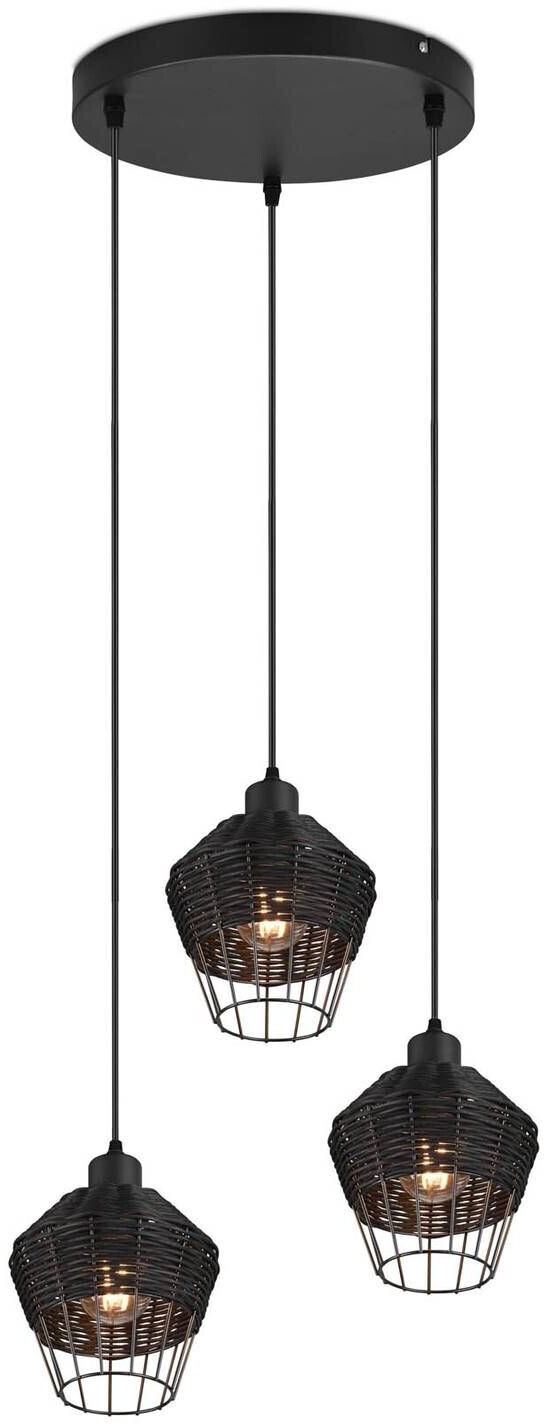 Trio Borka hanging light, three-bulb, roundel, black