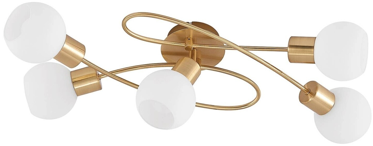 Lindby Ceiling lamp Elaina 5-bulb long, brass