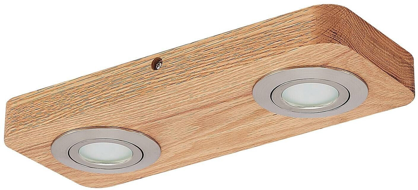 Lindby Mikari LED ceiling light made of wood, 2-bulb.