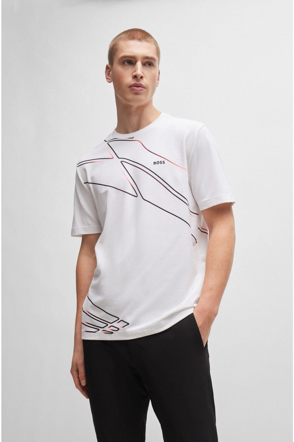 Hugo Boss Regular-fit cotton blend T-shirt with artwork of the season (50513011) white