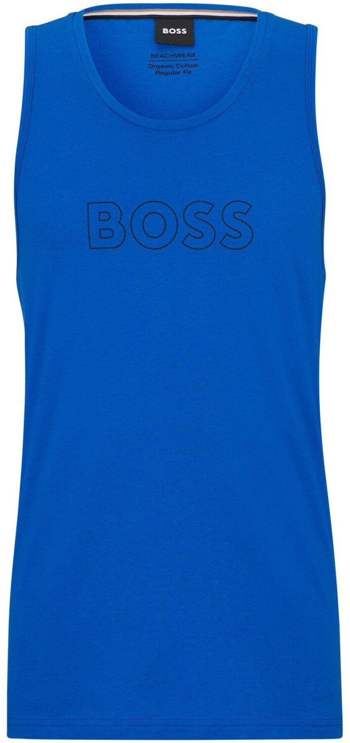 Hugo Boss Cotton jersey tank top with logo outline (50491711) blue