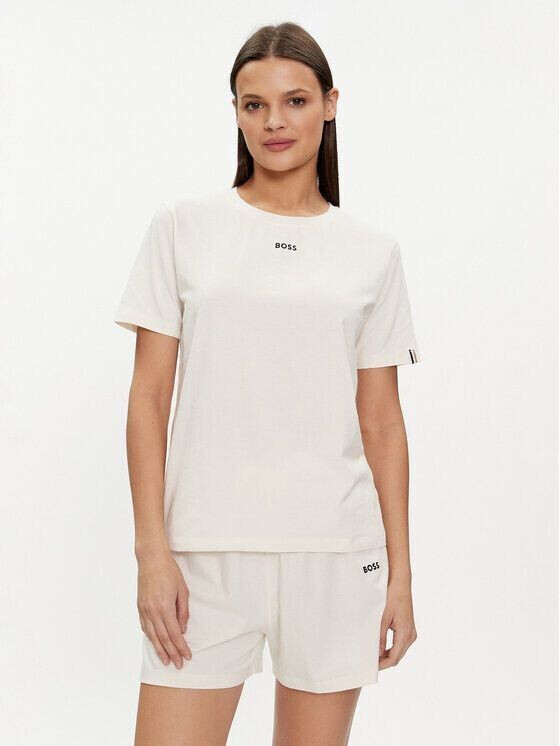 Hugo Boss Stretch cotton pyjama shirt with logo print (50510322) white