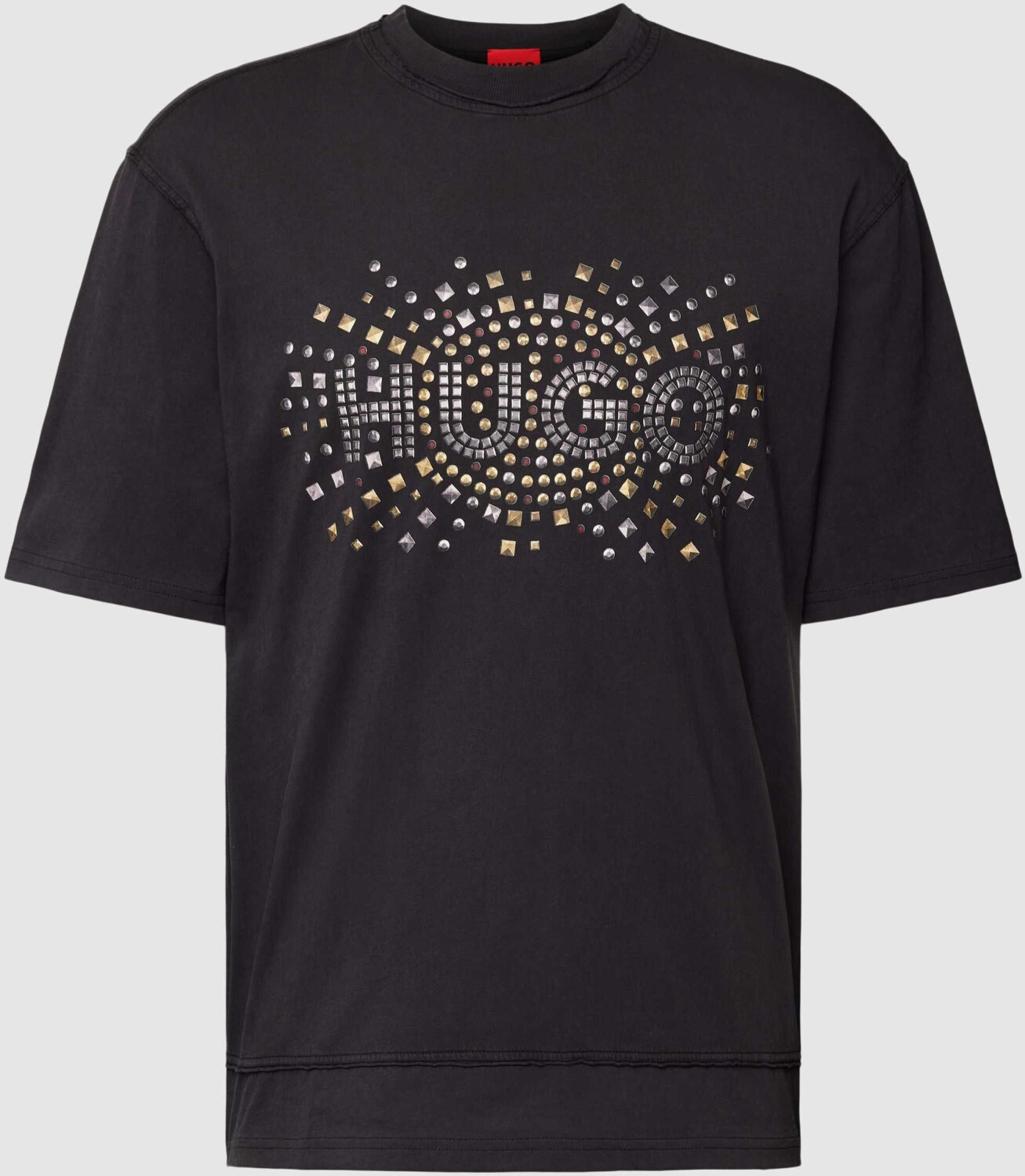 Hugo Cotton jersey T-shirt with rivet-look artwork (50504534) black